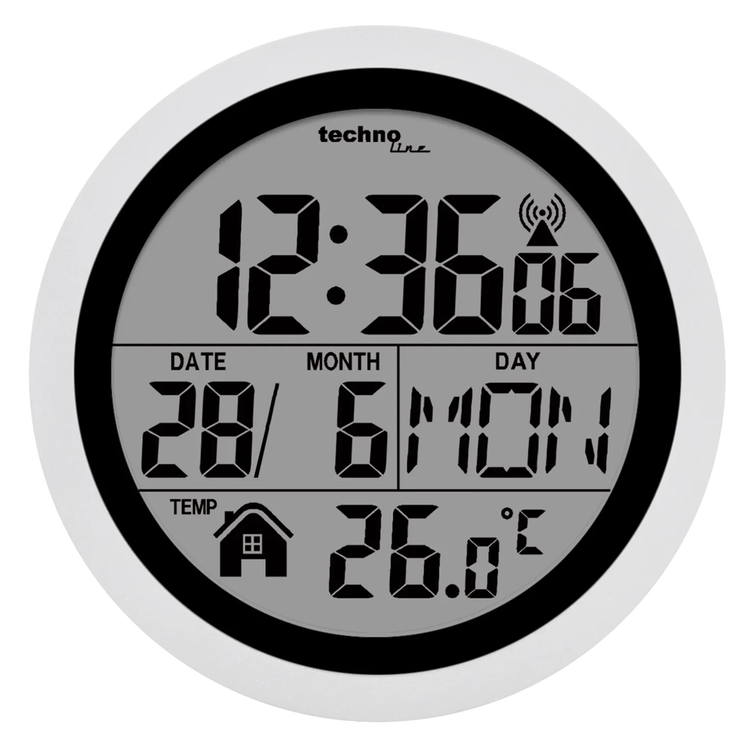 Thumbnail - technoline Funkwanduhr WT 3005 Silber Alu