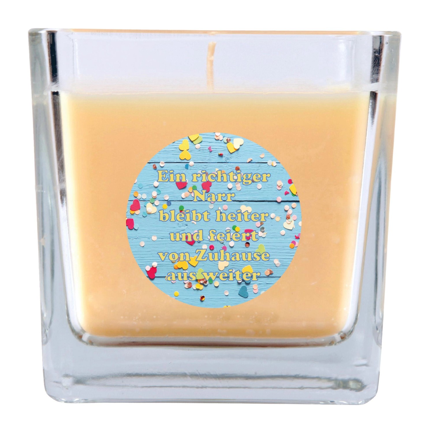 HS Candle Duftkerze & Glas Karneval Creme Viereck 50h günstig online kaufen