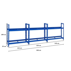 PROREGAL Mega Deal: 3 blaue Reifenregale Tiger, 100x110x35 cm, für bis zu 24 Reifen.
