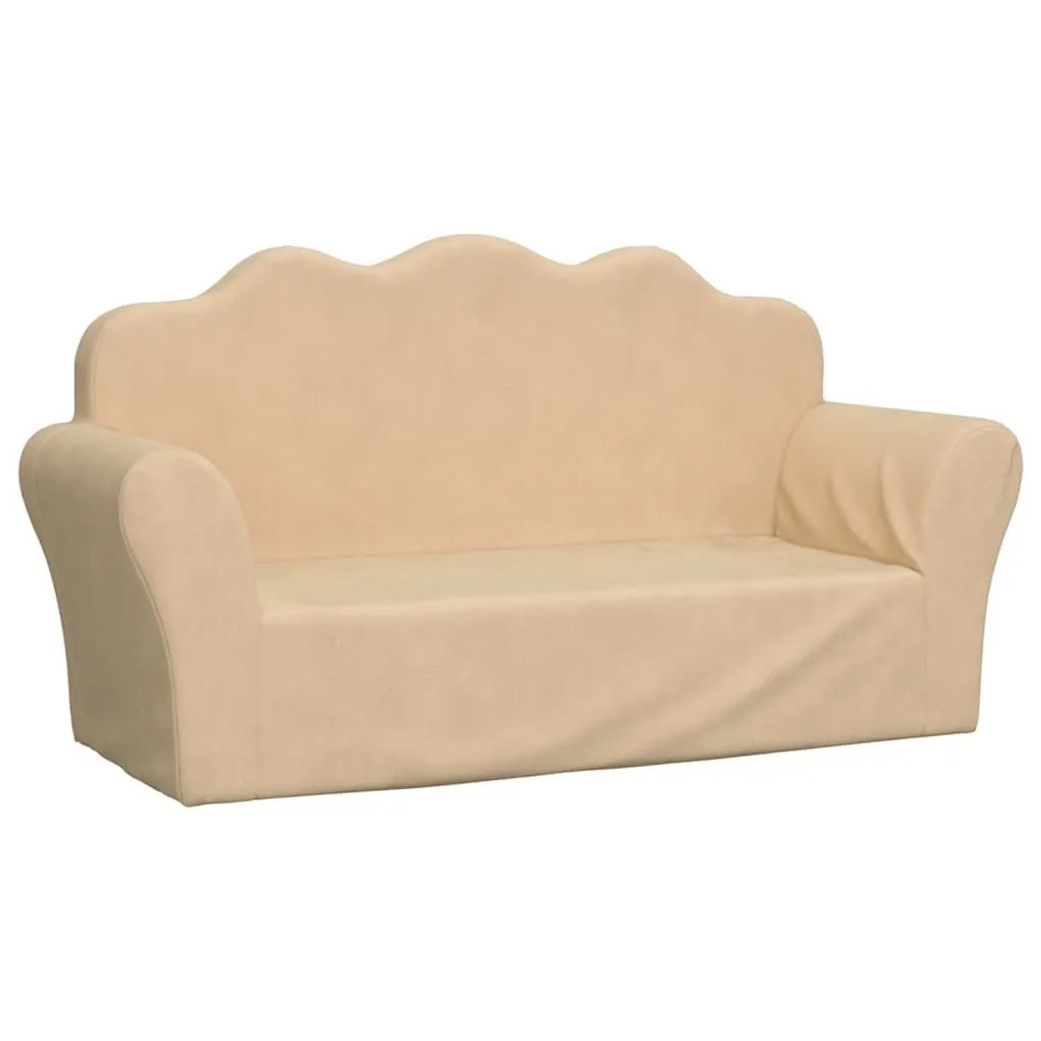 vidaXL Kindersofa 2-Sitzer Creme Weicher Plüsch 357049