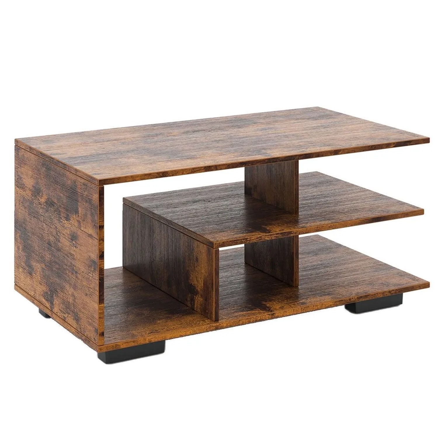 Costway Couchtisch mit Stauraum Rechteckiger Wohnzimmertisch Braun