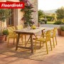 Floordirekt Gartenstuhl Sitwell, 6er-Set gelb, wetterfest und stapelbar, auf Terrasse mit Tisch.