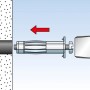 Illustration: Fischer HM Dübel Montage mit Hammer in Gipskartonwand. Hohlraumdübel Set, 20 Stück.