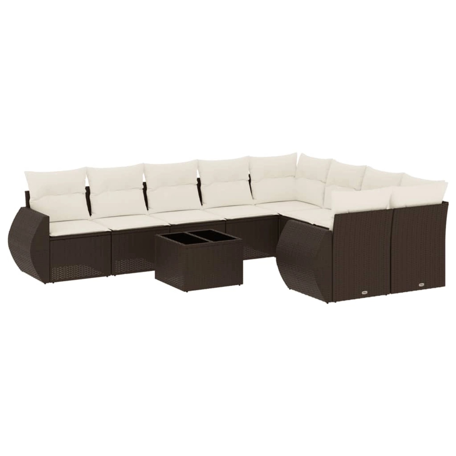 vidaXL 10-Tlg Garten-Sofagarnitur mit Kissen Braun Poly Rattan 3254190 günstig online kaufen