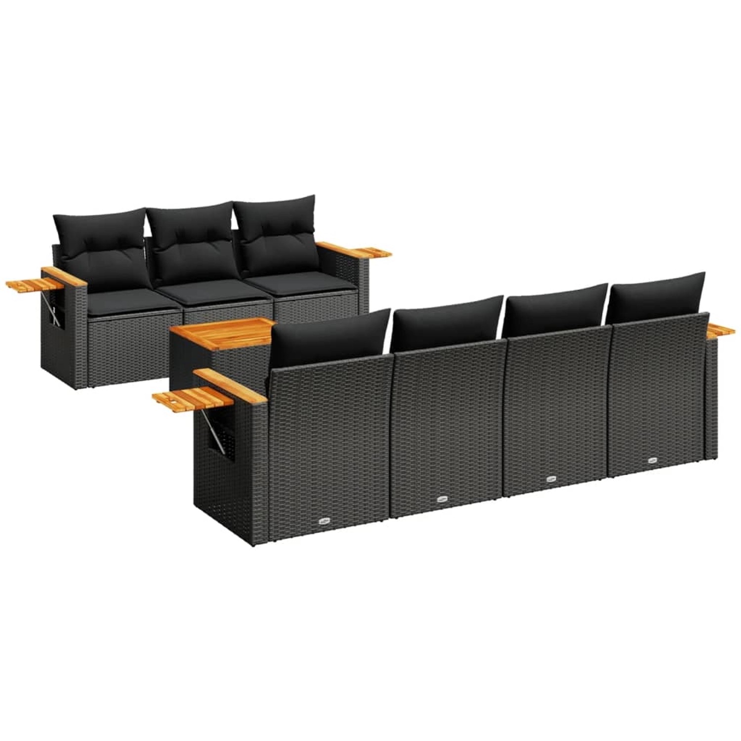 vidaXL 8-tlg Garten-Sofagarnitur mit Kissen Schwarz Poly Rattan Modell 224 günstig online kaufen