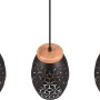 Reality Pendelleuchte Bidar, 3-flammig, schwarz-gold, mit Holzdetails.
