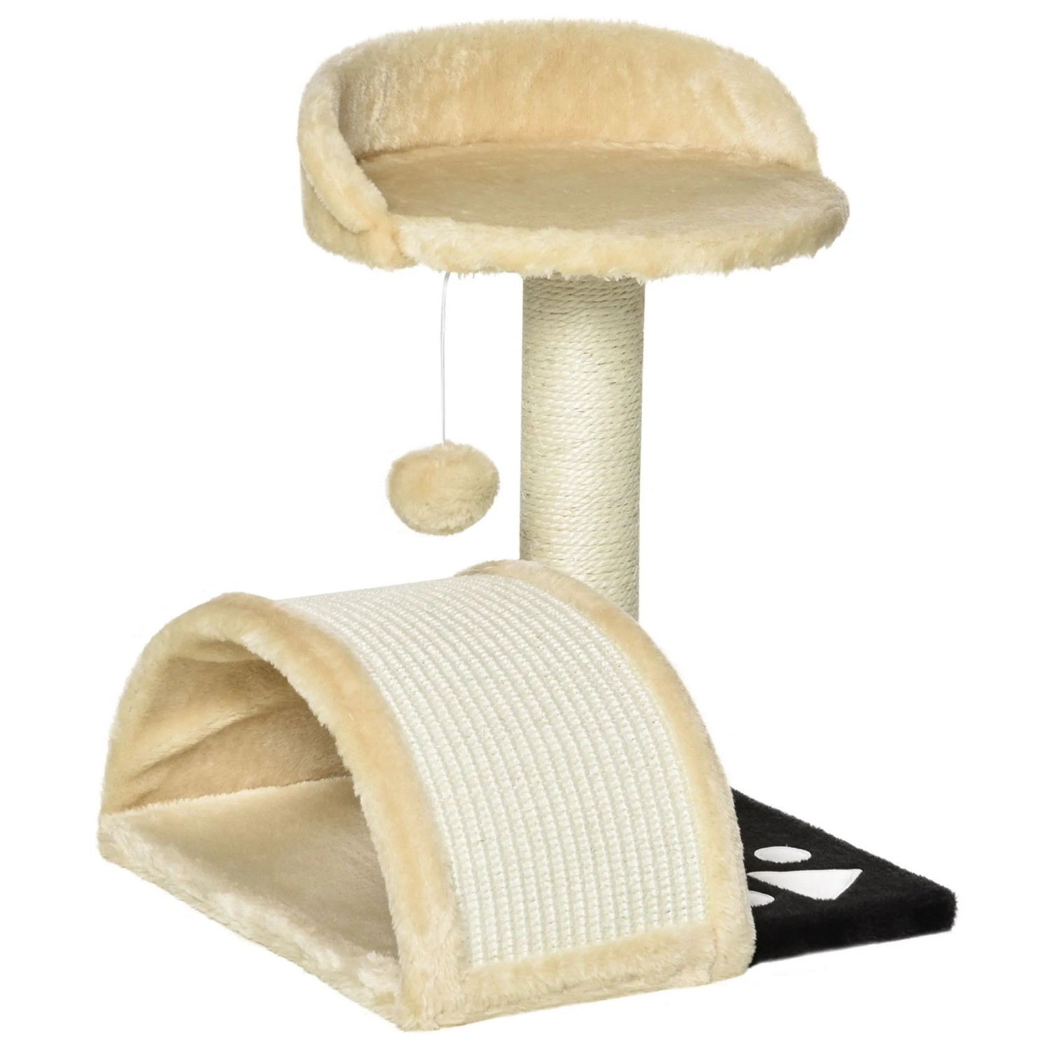 PawHut Kratzbaum mit Spielbällen Sisalseil-Kratzstangen 35,5 x 37 x 46 cm