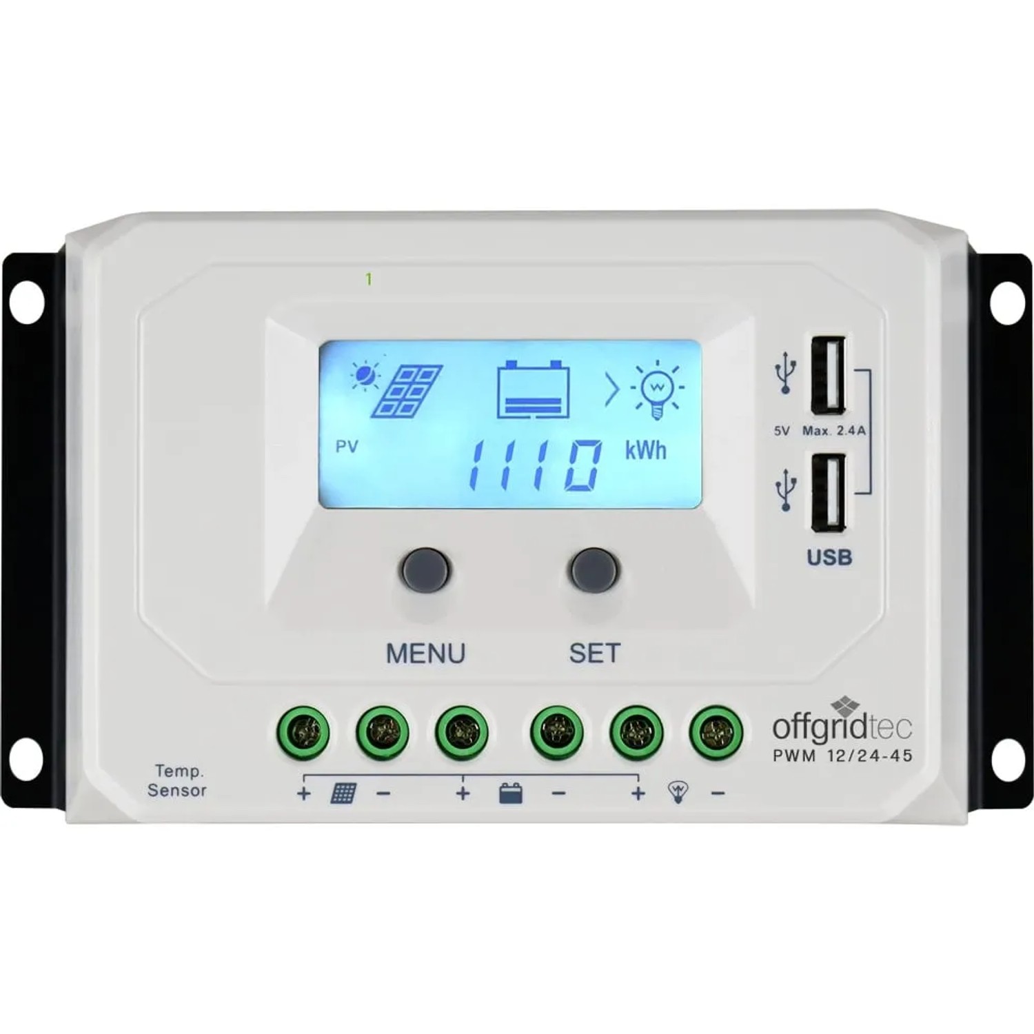 Offgridtec Laderegler für Solaranlage Autark XL-Master mit LCD Display und USB-Anschlüssen.