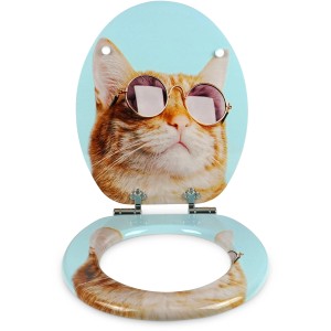 Sanfino WC-Sitz Cool Cat: Toilettendeckel mit Katzenmotiv und Absenkautomatik.