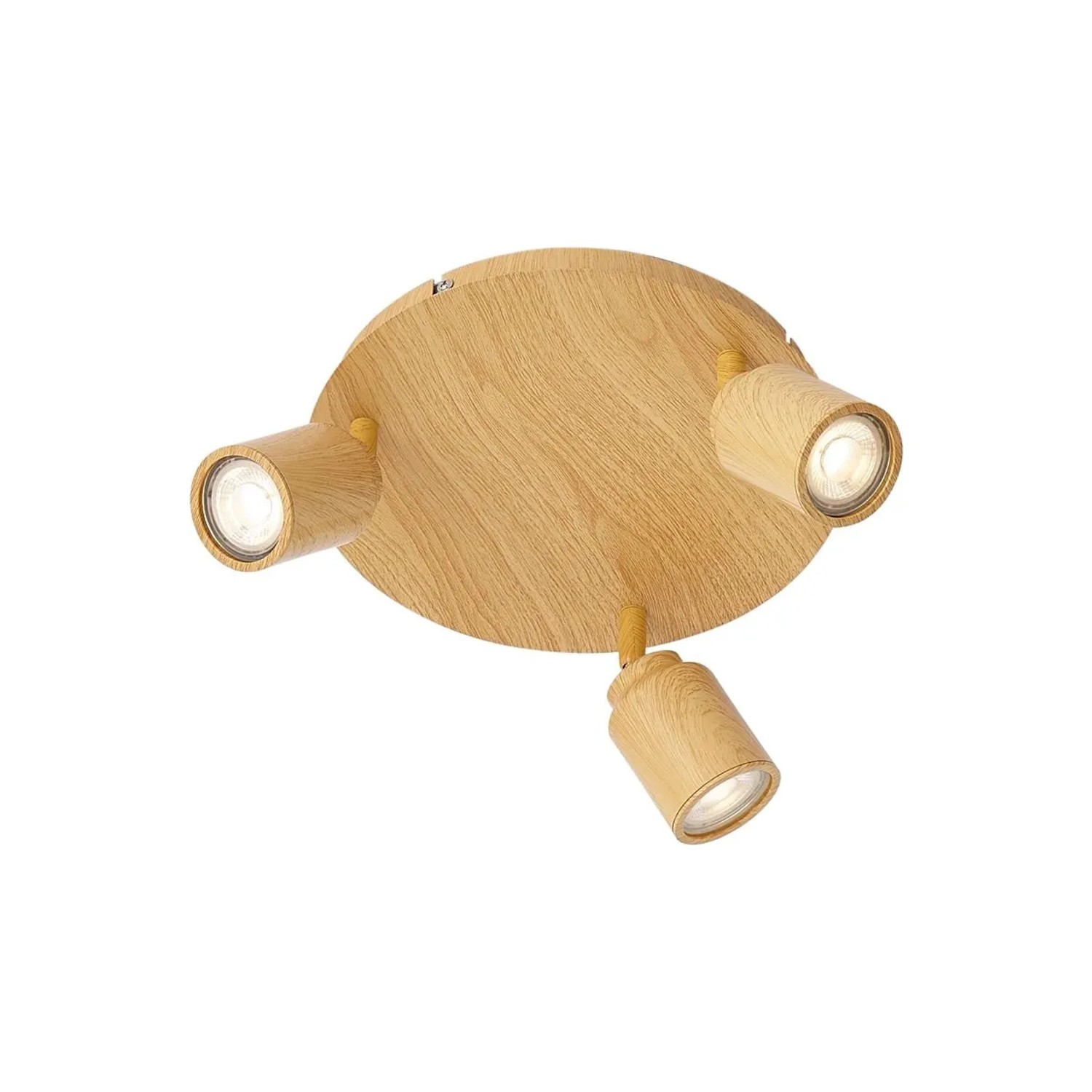 QAZQA Japandi Deckenleuchte Helles Holz mit Verstellbaren Spots 3 Lichter IP44 Ducha