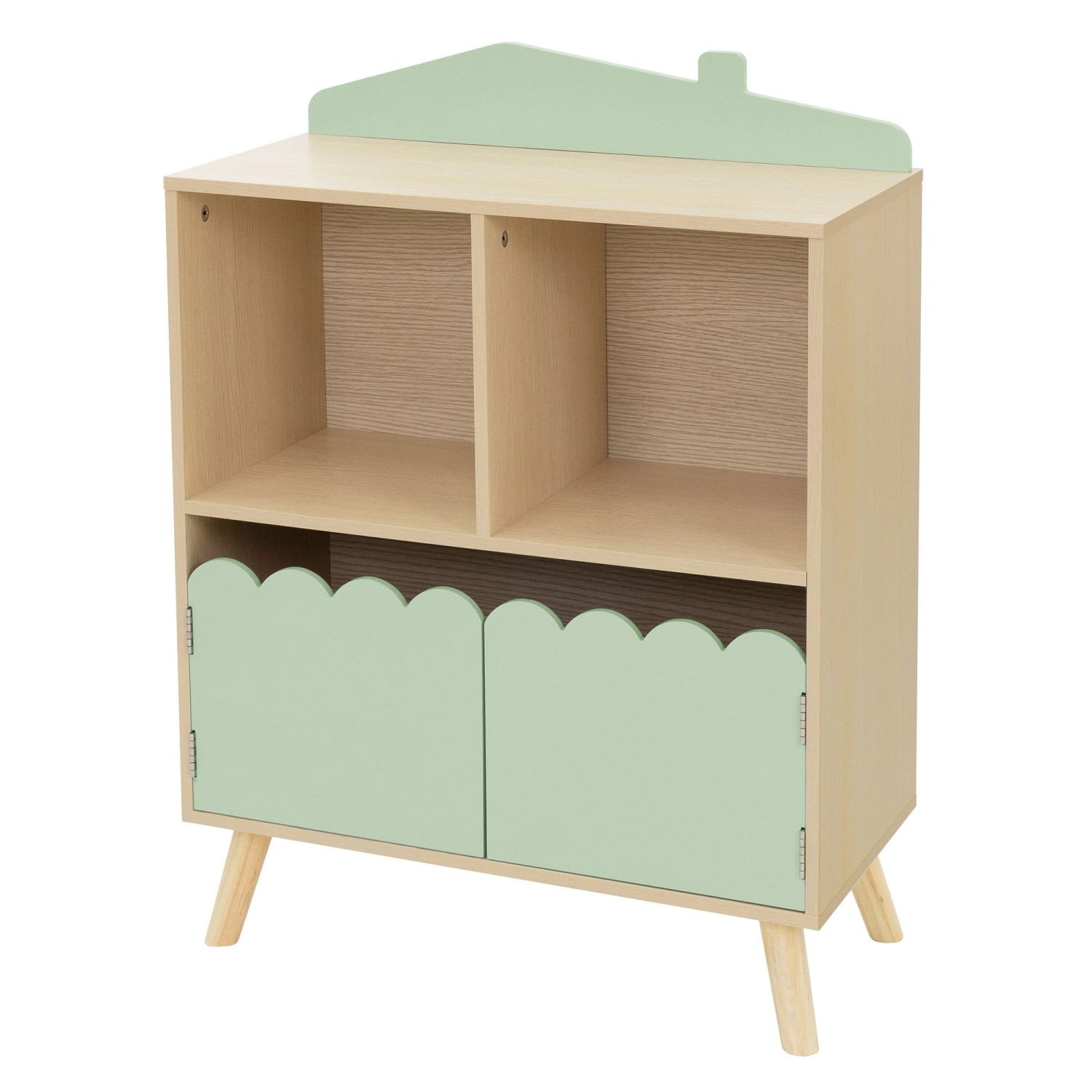Joyz Kinderregal mit 3 Fächern Bücherregal aus Holz 60x30x82 cm Grün-Natur günstig online kaufen