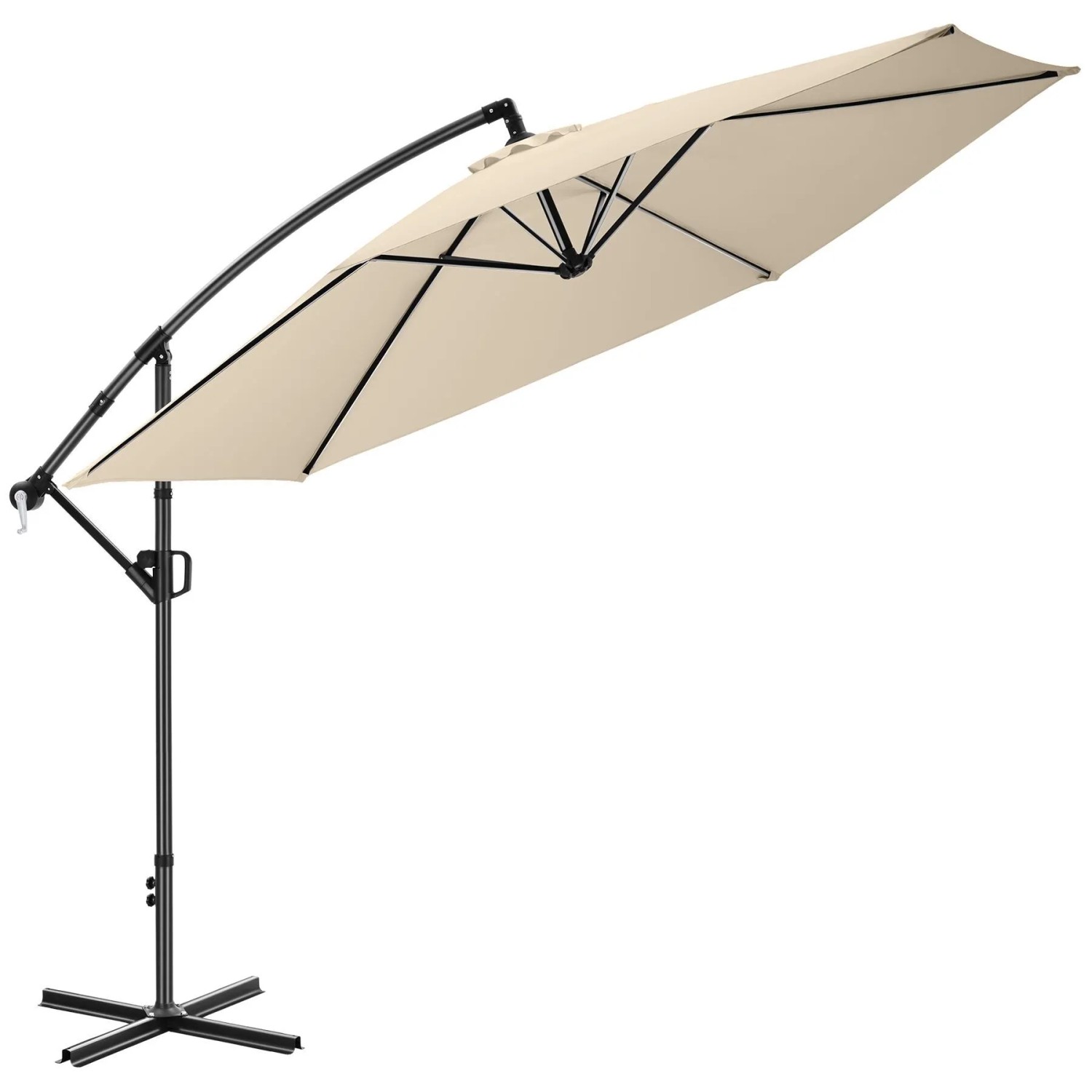 Tectake Ampelschirm Artemis 3 5 x 3 5 M  360° Drehbar Wasserabweisend  Stufenlos Verstellbarer Neigungswinkel  350 x 337 x 295 cm Beige