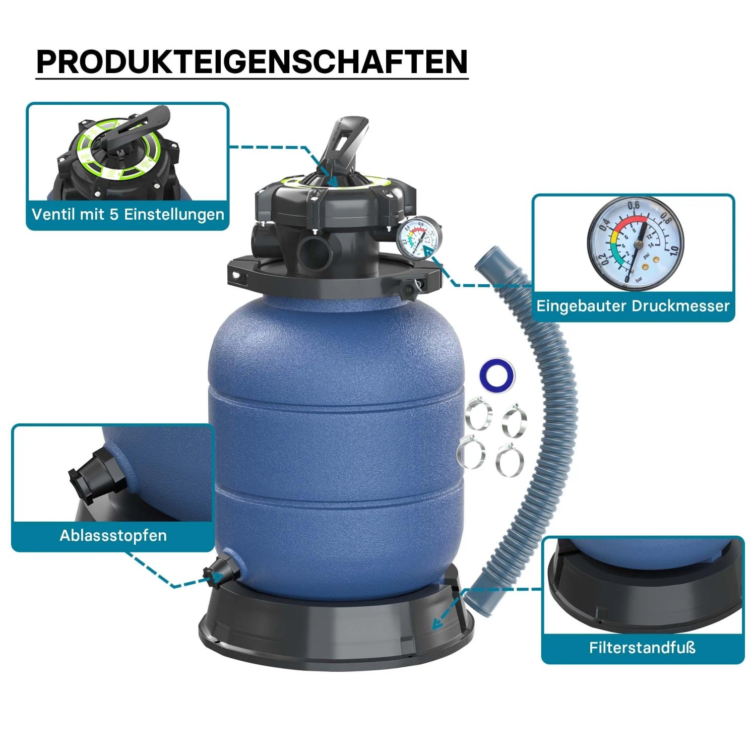 Wiltec Filterkessel Kessel Sandfilter Swimming Pool Aufstellpool Filter Pumpe_8