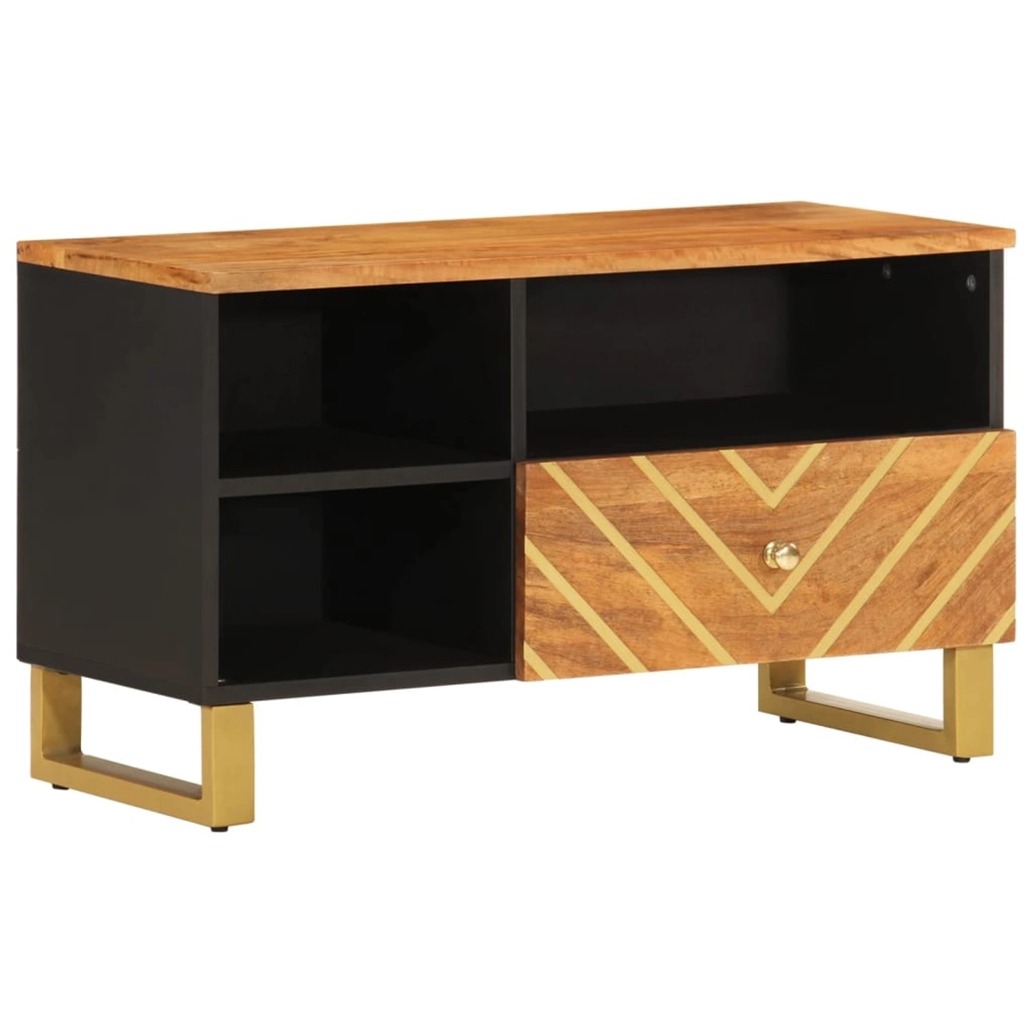VidaXL TV-Schrank Braun und Schwarz 80x33,5x46 cm Massivholz Mango günstig online kaufen