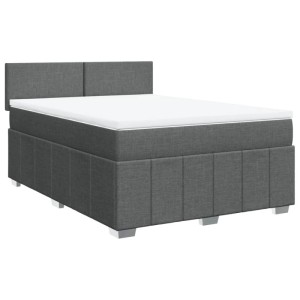 vidaXL Boxspringbett mit Matratze Dunkelgrau 160x200 cm Stoff 3289413