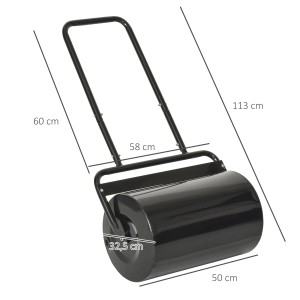 Outsunny Rasenwalze mit U-Griff, 38L, schwarz. Gartenwalze zum Ebnen von Rasenflächen.