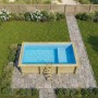ALTANKA Holzpool Aqua 6,1x2,85 Höhe 1,31 m HELLBLAU mit Liegefläche mit am Beton Verschraubten Stützen BAS7307OSPL+PLA307_3
