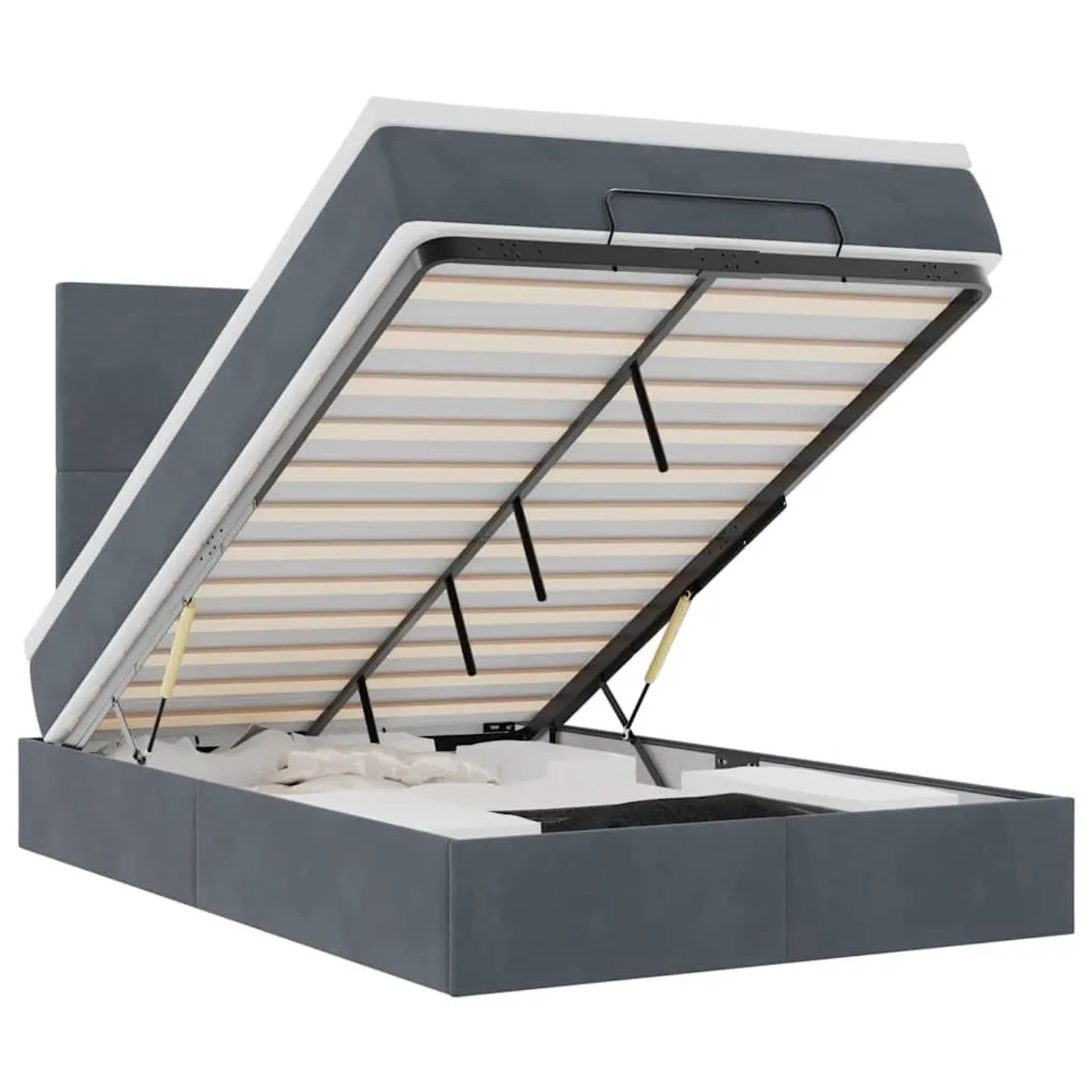 vidaXL Ottoman-Bett mit Matratzen Dunkelgrau 120x190 cm Samt 3313386