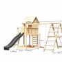 Karibu Spielhaus Frieda mit Rutsche, Schaukel, Kletterwand und Gerüst aus Holz.