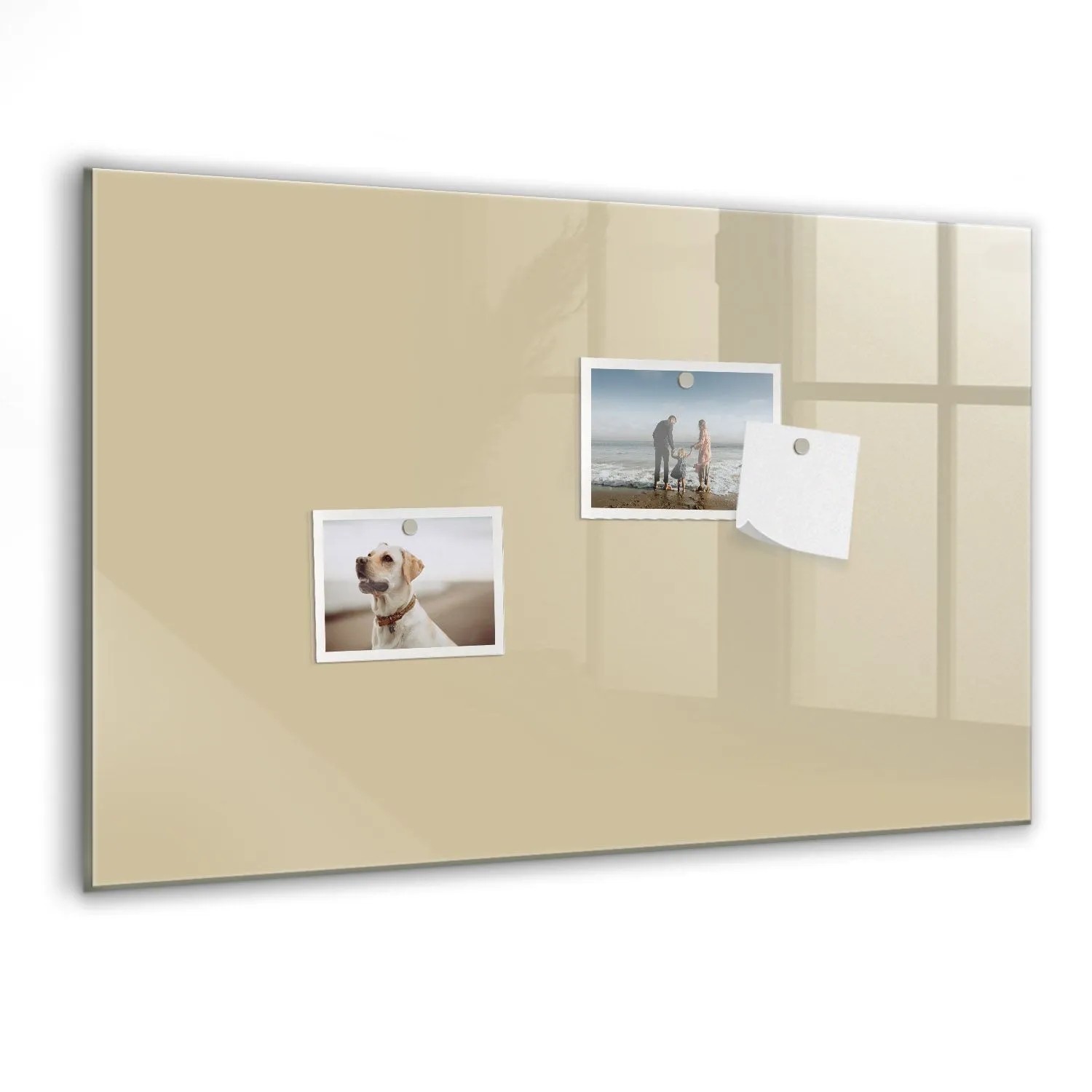 Tulup Beschreibbare Magnettafel Beige 60x40 cm Beschreibbare Magnettafel Küche Schwarzer Marker Magnetisches Glassboard