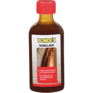 Flasche Bondex Schellack Transparent 250ml für Möbelrestaurierung.