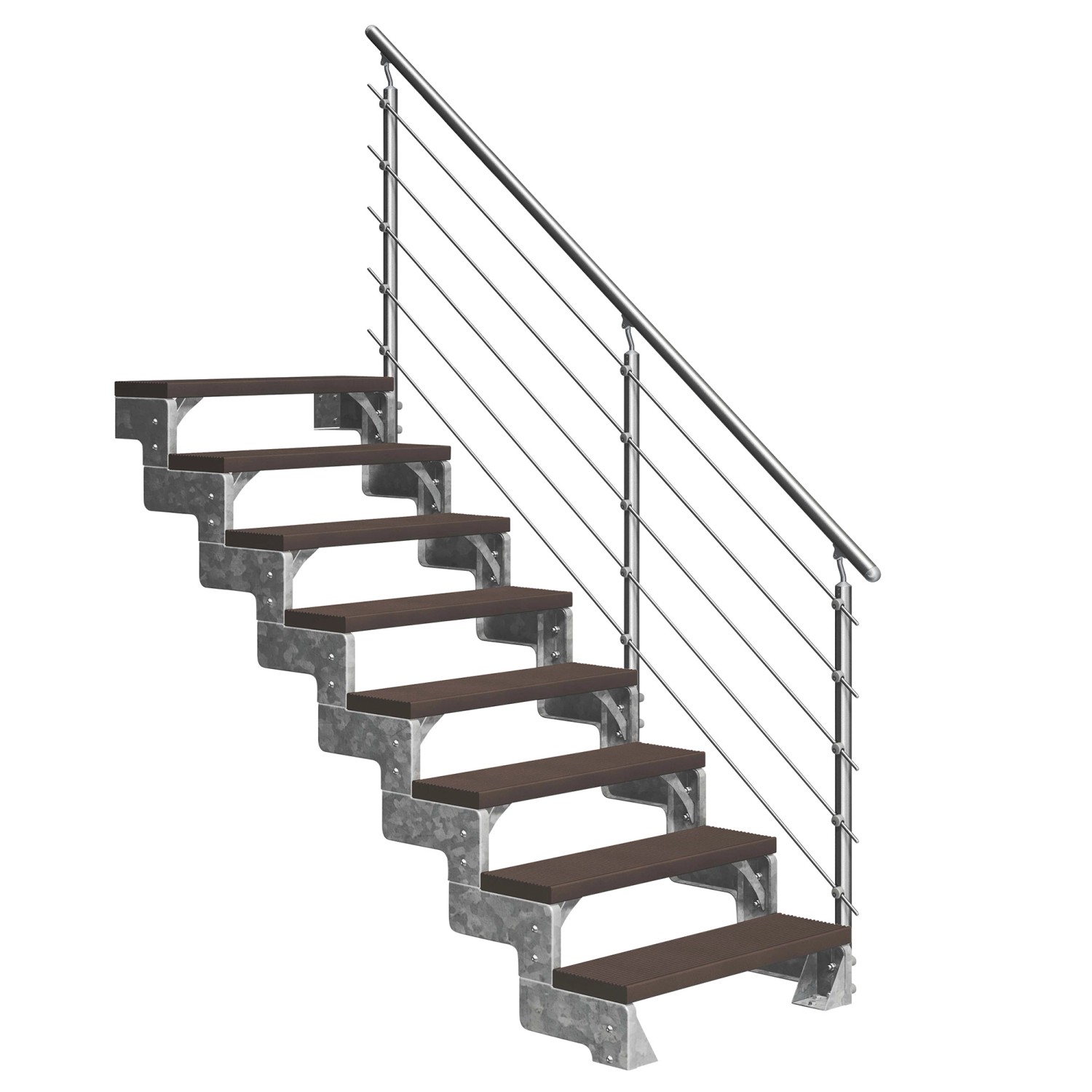 Dolle Außentreppe Gardentop 8 Trimax-Stufen 80 cm Dunkelbraun + Prova-Geländer