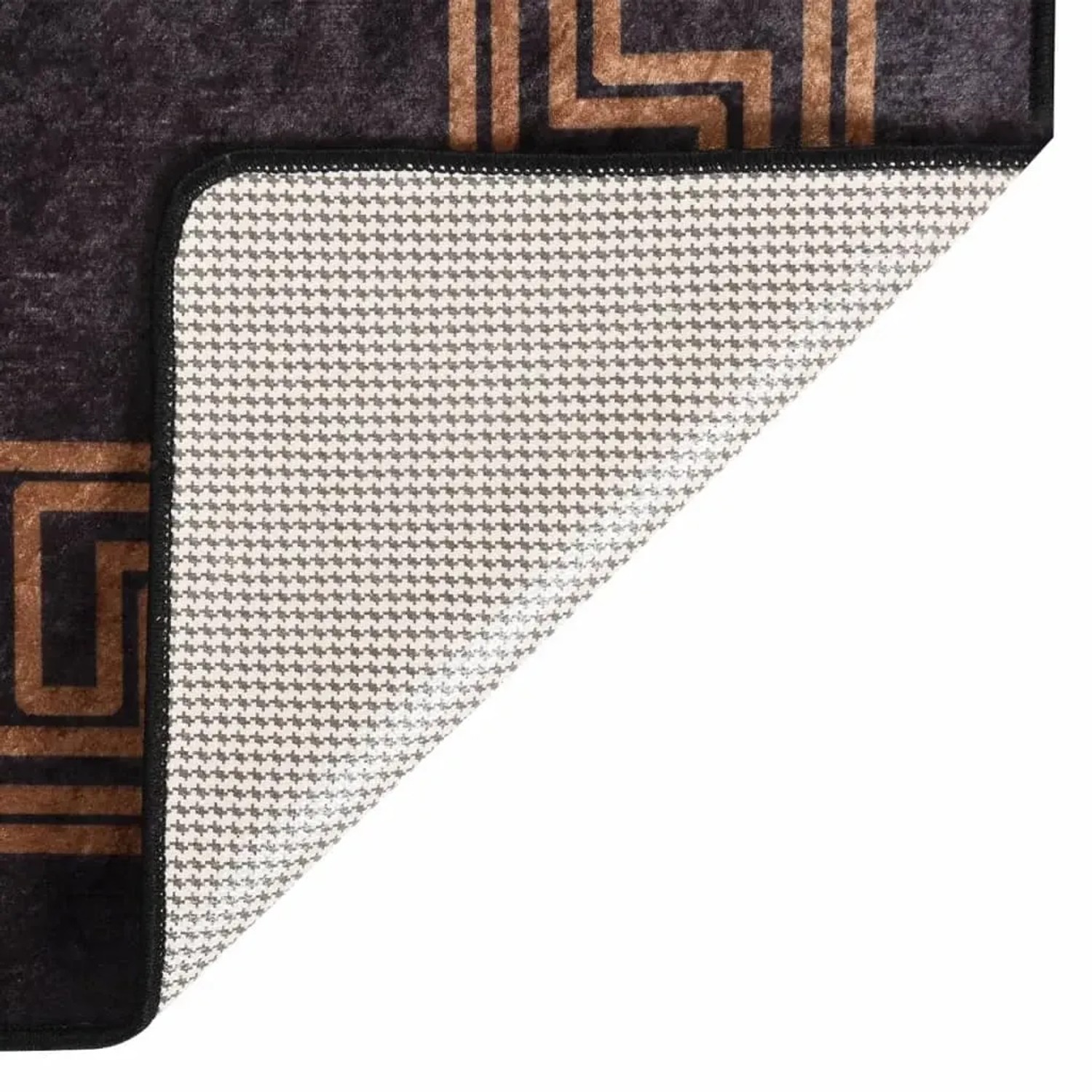 vidaXL Teppich, 400x300 cm, schwarz-gold, rutschfest mit Muster.
