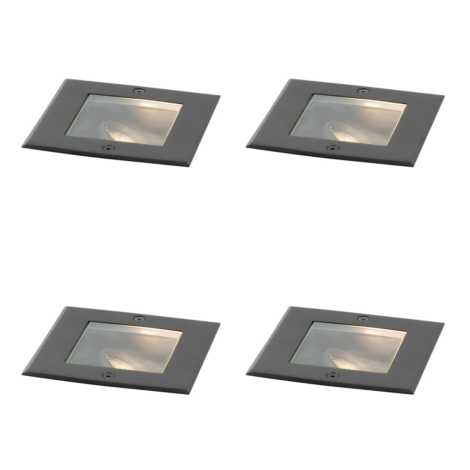 QAZQA Set mit 4 Modernen Bodeneinbaustrahlern Schwarz Verstellbar IP65 Oneon