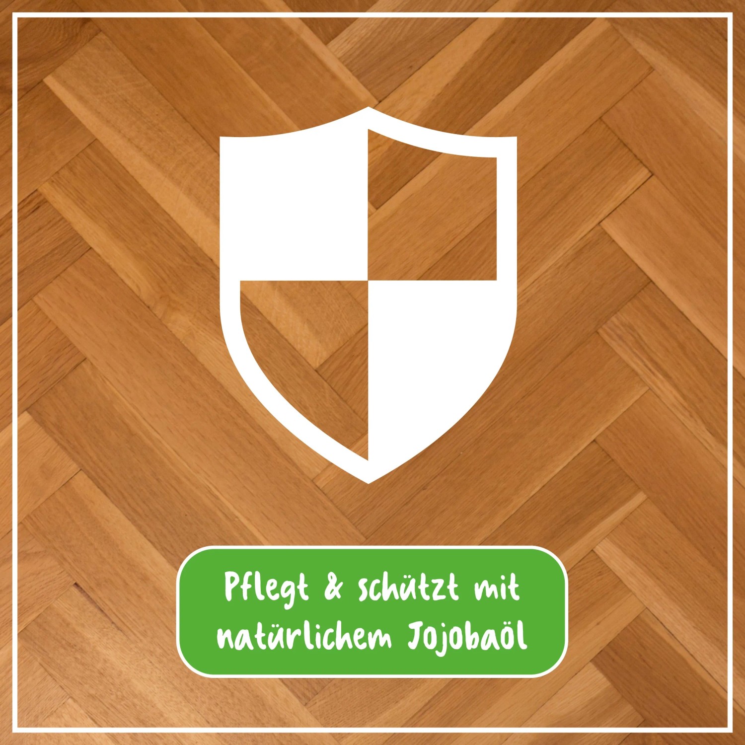 Symbolbild: Geschütztes Parkett mit Poliboy Feuchttüchern, Pflege mit Jojobaöl.