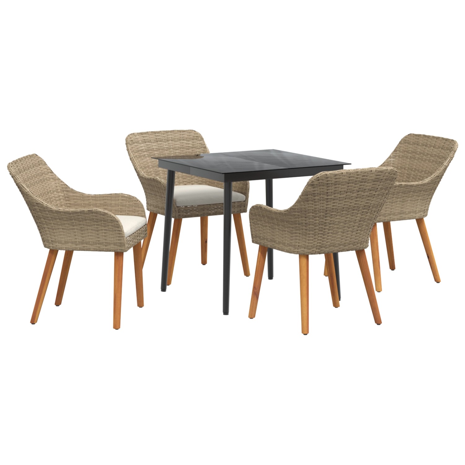 vidaXL 5-Teilige Garten Essgruppe Beige Poly Rattan 3261692