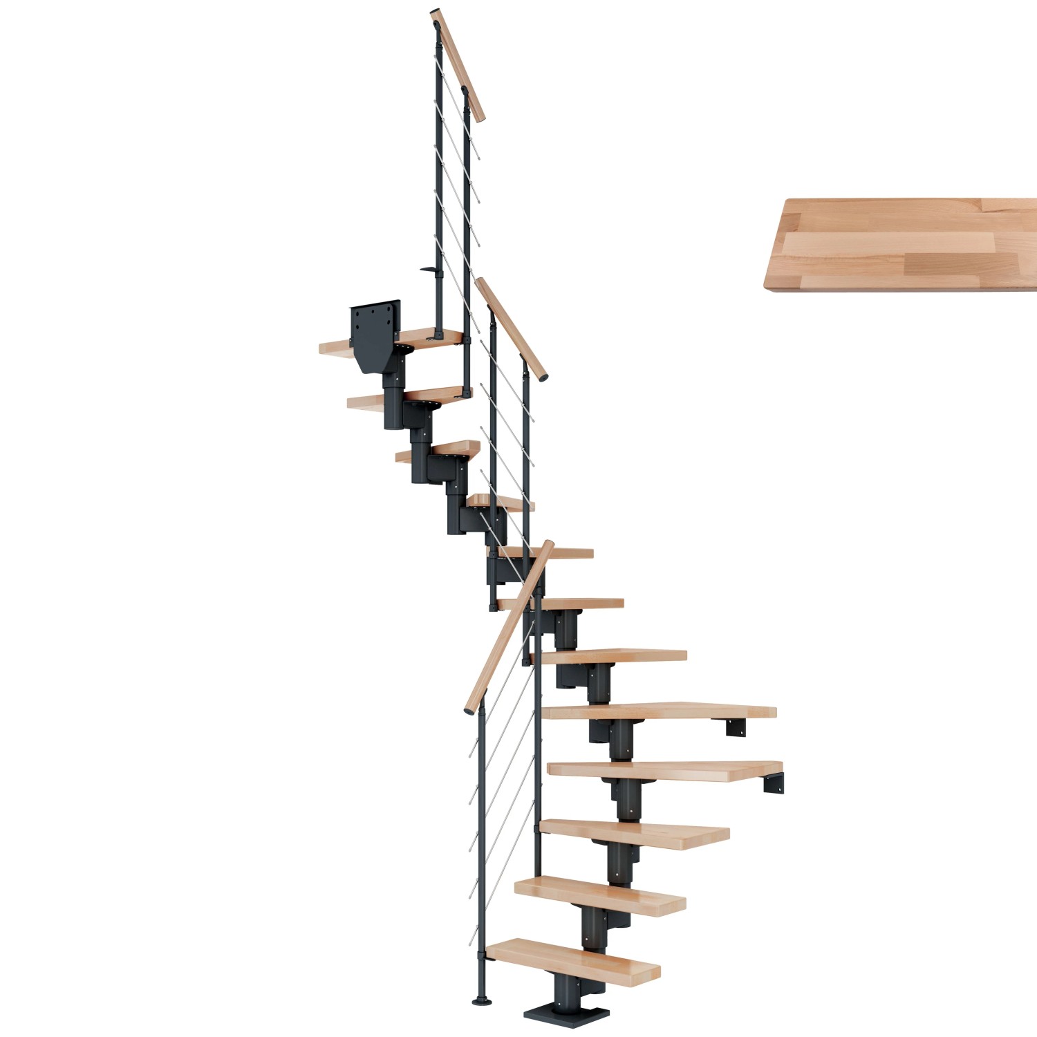 Dolle Mittelholmtreppe Dublin Buche Anthrazit GH bis 337 cm 1/2gew. 75 cm F günstig online kaufen