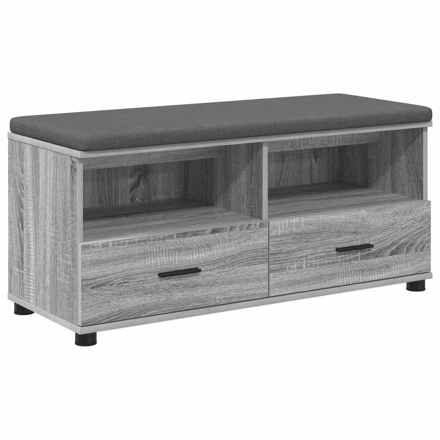 vidaXL Flurbank mit Kissen mit Regal Graues Sonoma 100 x 38 x 46 cm 891469