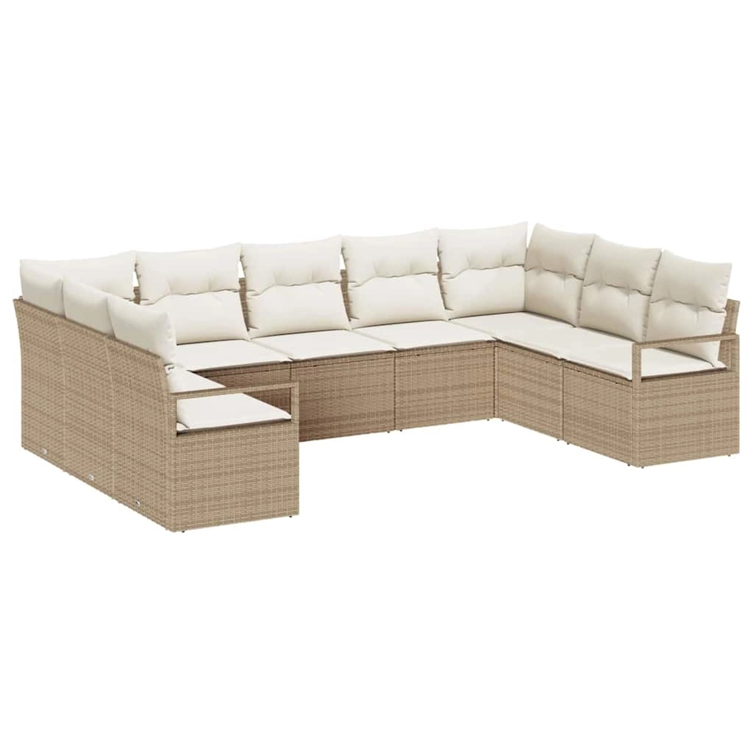 vidaXL Garten-Sofa-Set 9-Tlg Beige Poly Rattan 3346541 günstig online kaufen