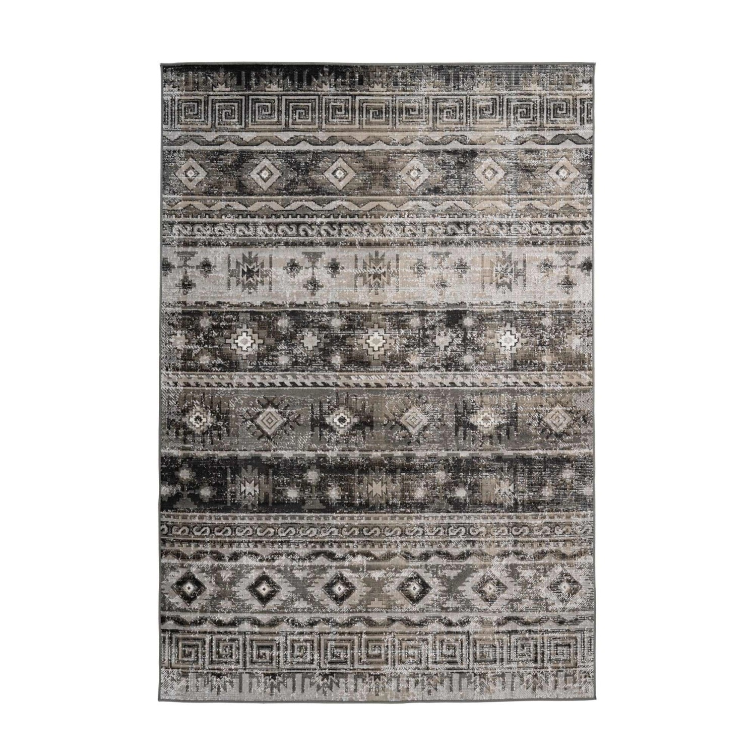 MeGusta Kurzflor Teppich VintageDesign UsedLook EthnoDesign Grau 80x150 cm günstig online kaufen