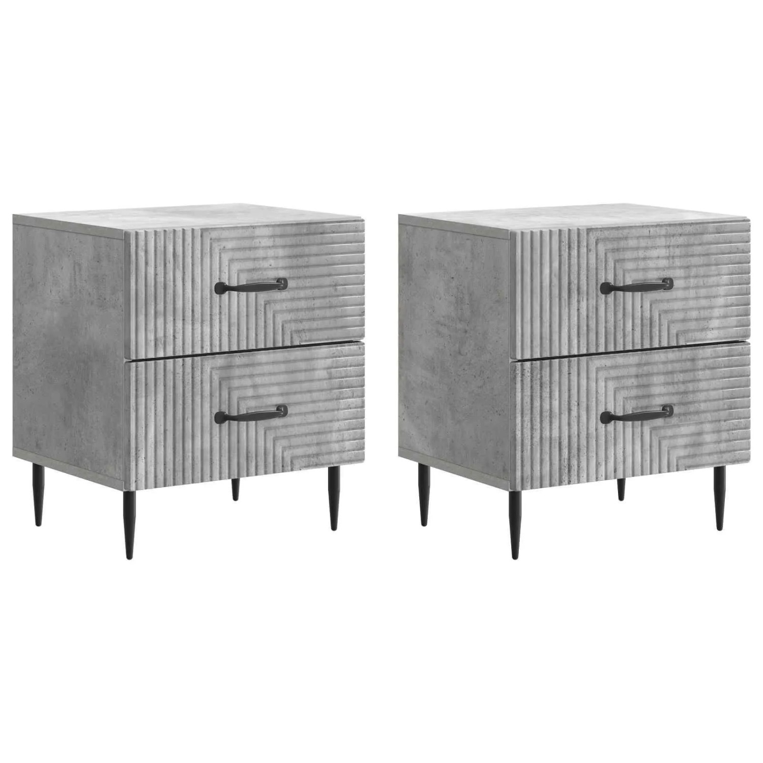 vidaXL Nachttisch 2 Stk Betongrau 43 x 34,5 x 47,5 cm Holzwerkstoff 894762