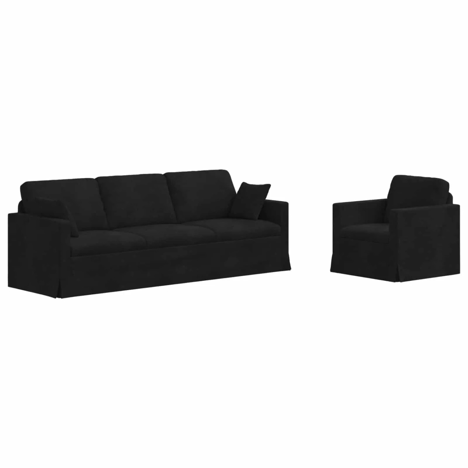 vidaXL Sofa 2-Tlg Schwarz 228 x 78 x 80 cm Samt 3407631