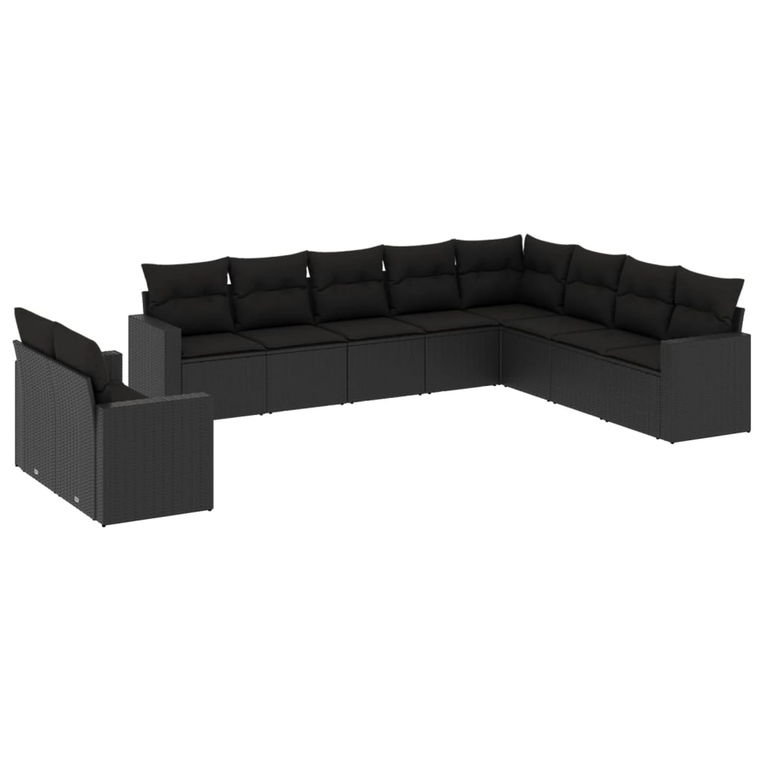 vidaXL 10-Tlg Garten-Sofagarnitur mit Kissen Schwarz Poly Rattan 3219155 günstig online kaufen