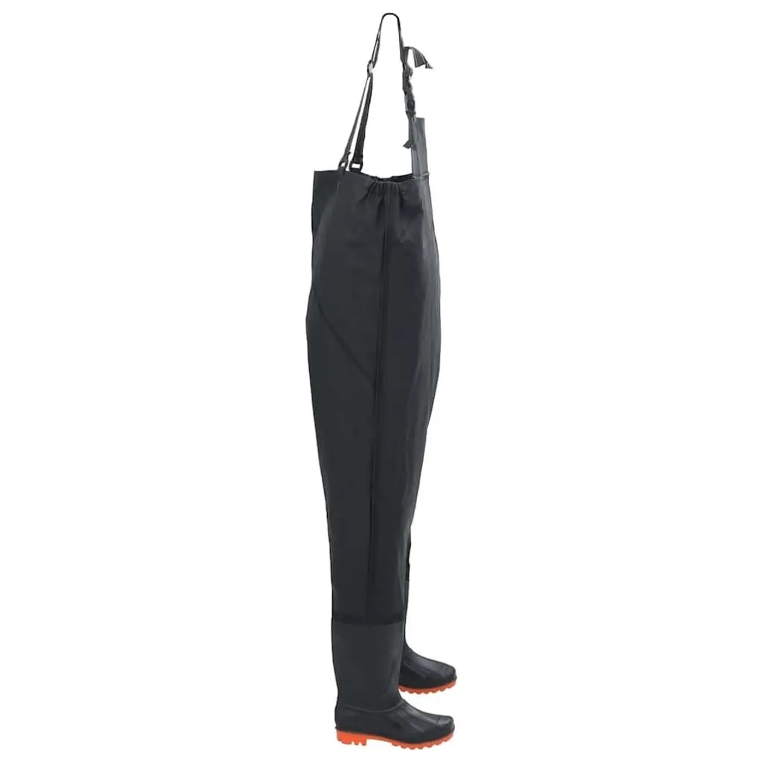 Schwarze vidaXL Wathose mit Stiefeln, Größe 38, für Angeln und Arbeit.