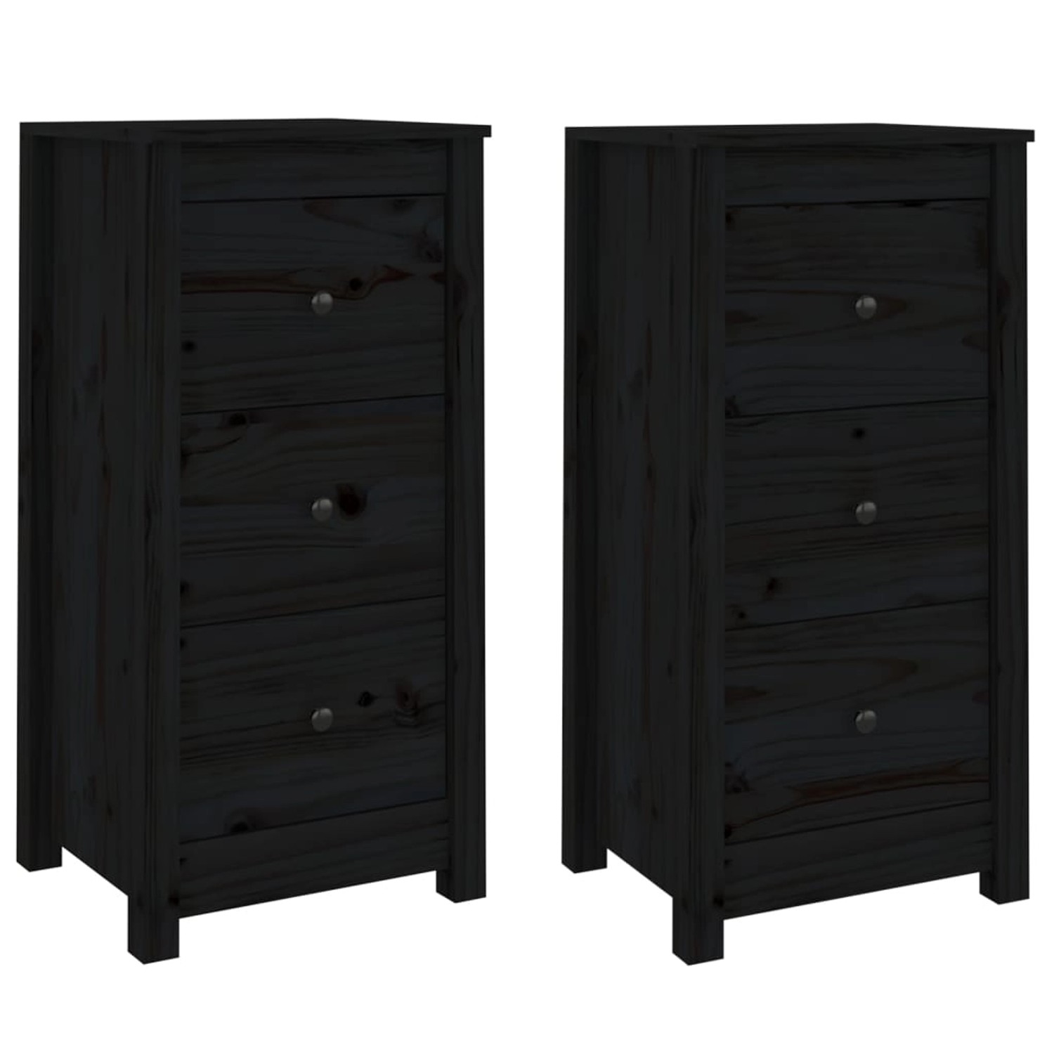 vidaXL Sideboards 2 Stk Schwarz 40x35x80 cm Massivholz Kiefer 813748 günstig online kaufen