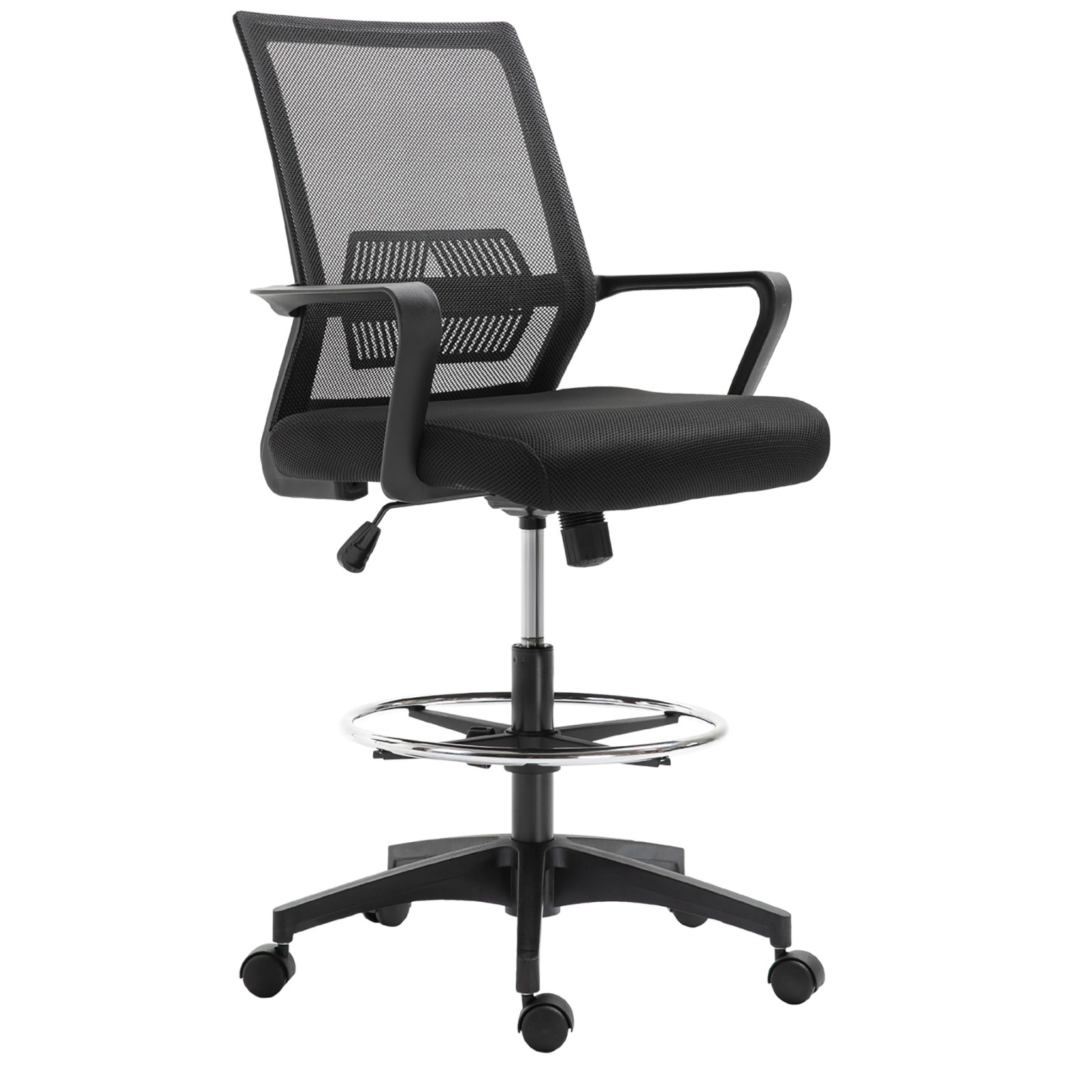 Vinsetto Bürostuhl Polyester Kunststoff 64L x 59B x 104-124H cm Schwarz