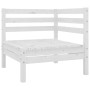 Weißes Eckteil aus Kiefernholz, Teil eines 12-tlg. Garten-Lounge-Sets.