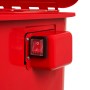 Detailaufnahme: Rotes EBERTH Teilewaschgerät mit Schalter. Ideal für Werkstattwagen.