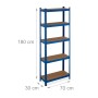 Relaxdays Schwerlastregal 5 Ebenen Stahl MDF Blau 180 cm x 70 cm x 30 cm Traglast 500 kg_4