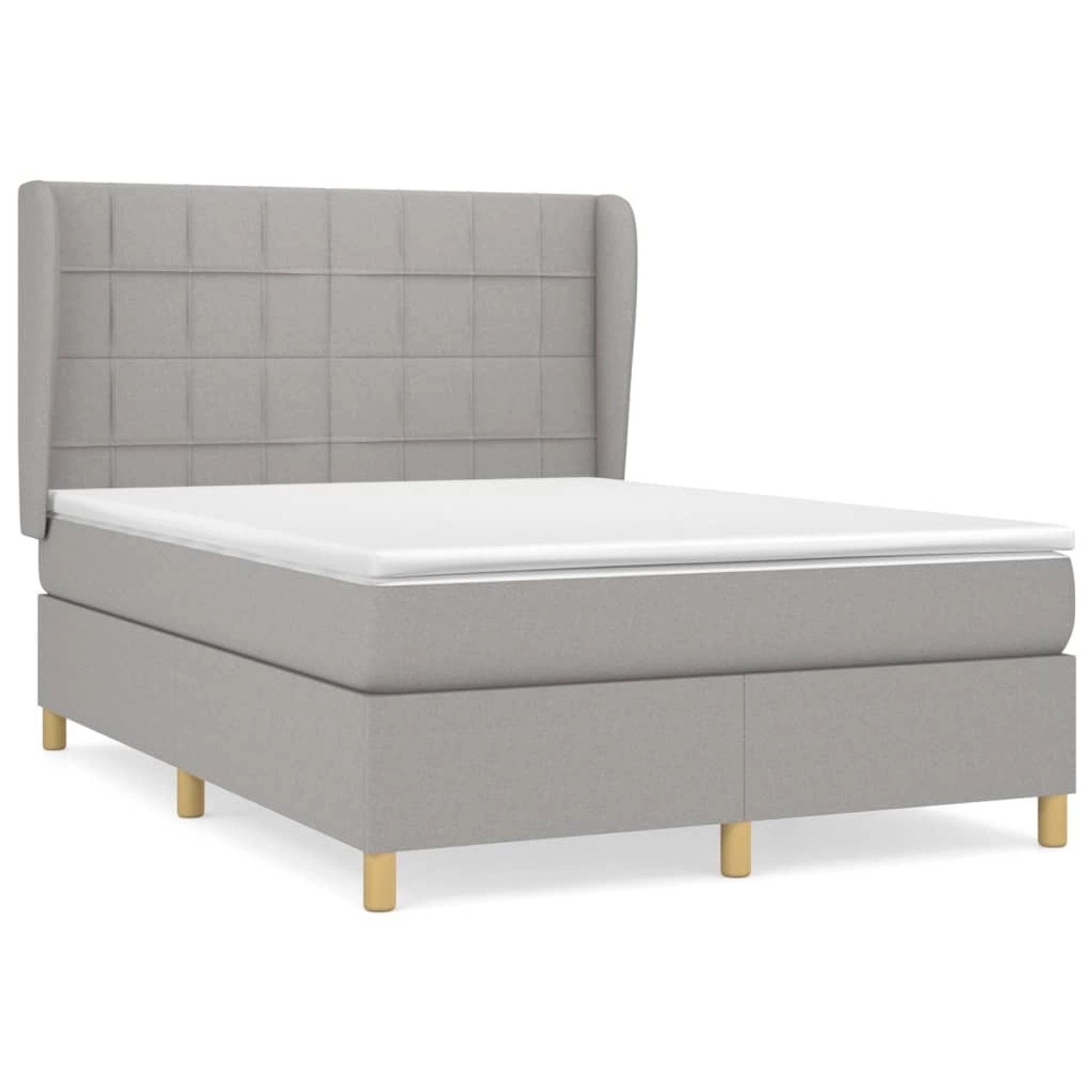 vidaXL Boxspringbett Boxspringbett mit Matratze Hellgrau 140x190 cm Stoff B günstig online kaufen