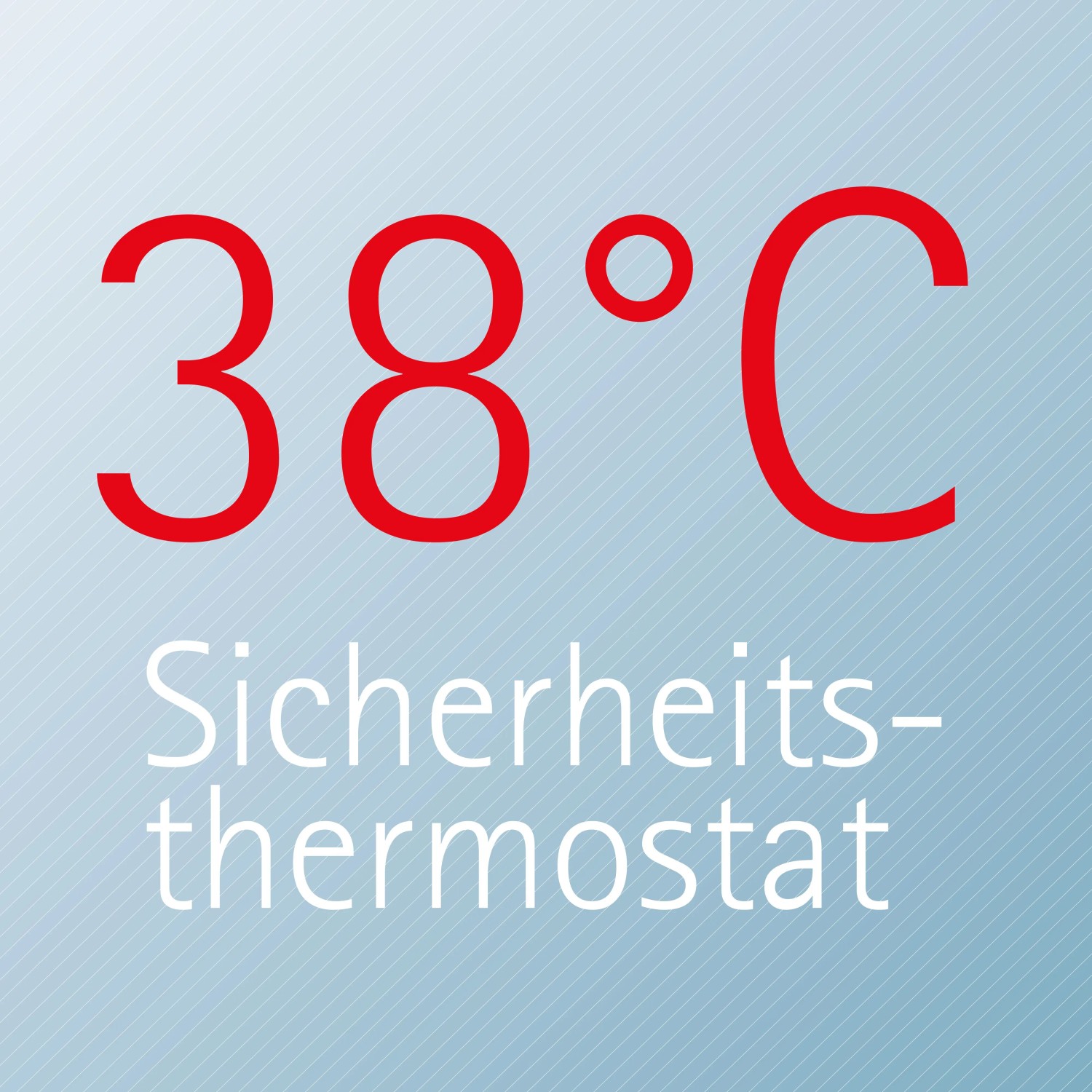 Sicherheitsthermostat des Schulte Duschsystems DuschMaster Rain Classic, Anzeige 38°C.