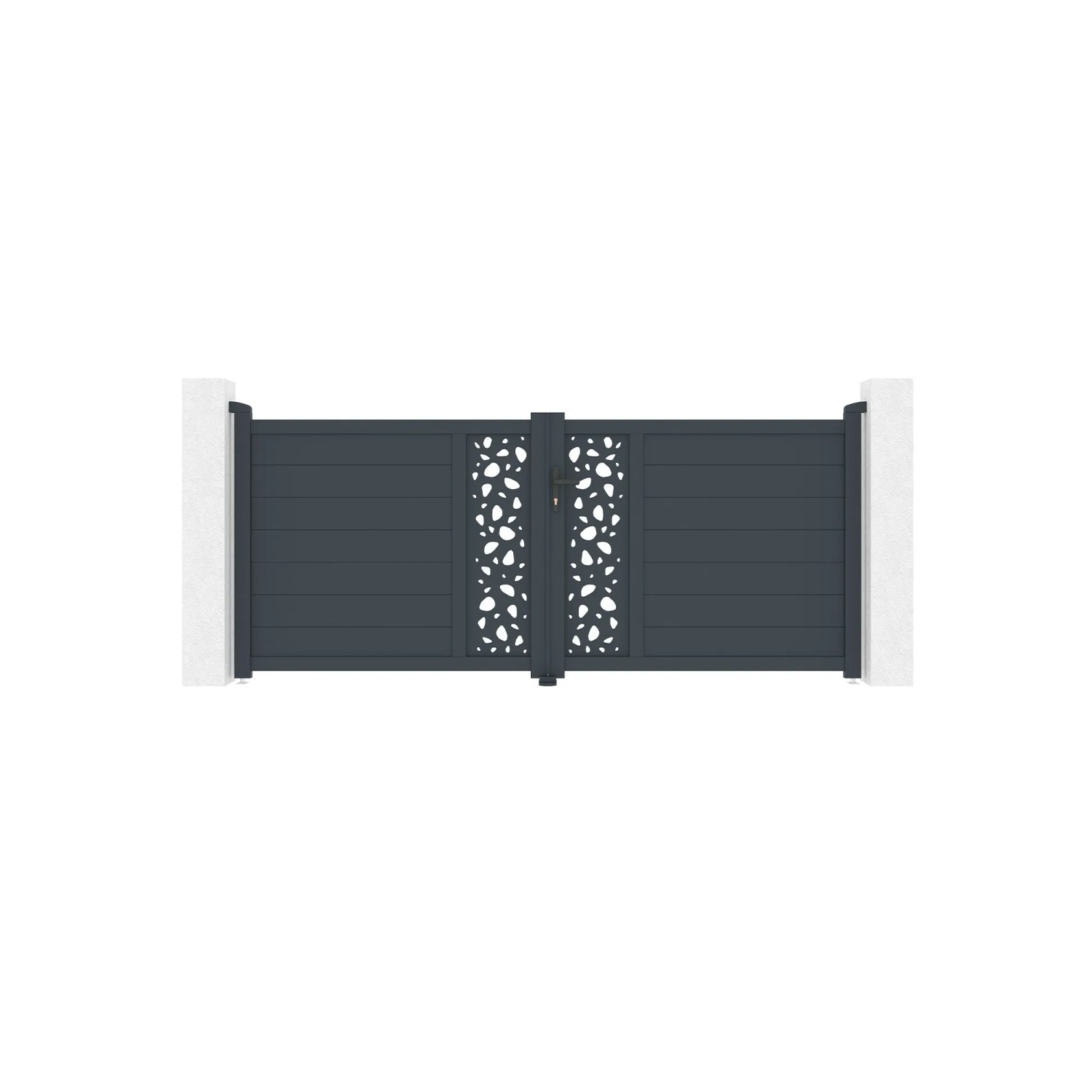 Casanoov Drehtor Sunny 300x120cm Aluminium & 2 Eifel Pfosten 15x15cm H.166cm Grau