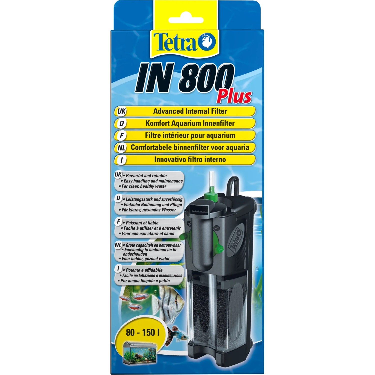 Tetratec IN 800 Plus Innenfilter für Aquarien von 80-150l. Leistungsstark und einfach zu bedienen.