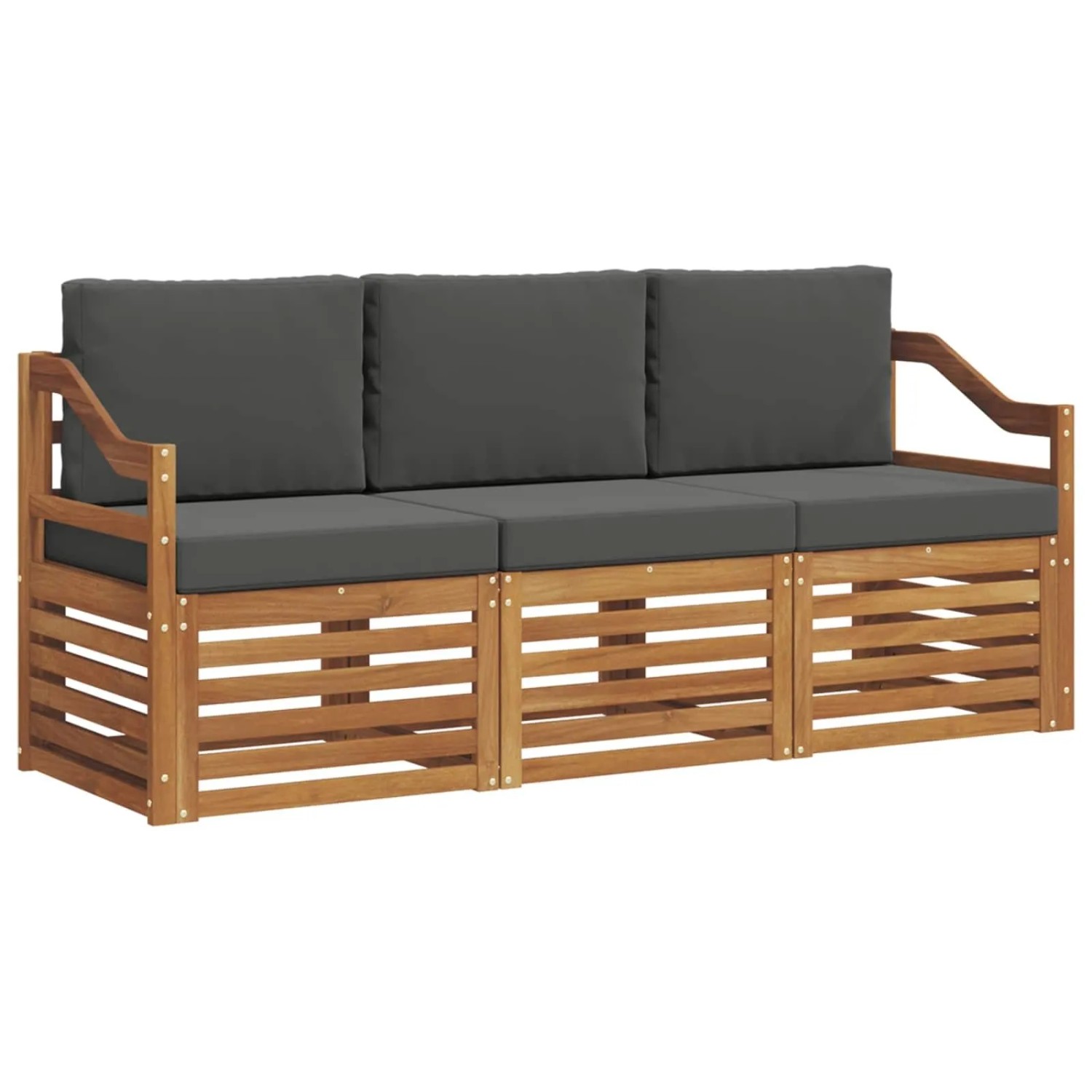 vidaXL Sofagarnituren 3 Tlg Natur und Anthrazit Massivholz Akazie 3374307