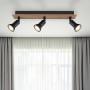 Globo Strahler Drew, 3-flammig, dunkelbraun, Holz/Metall, 400x60x90 mm. Deckenspot für GU10 Leuchtmittel.