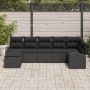 Schwarzes 7-teiliges Garten-Sofa-Set aus Poly Rattan von vidaXL für Garten oder Terrasse.